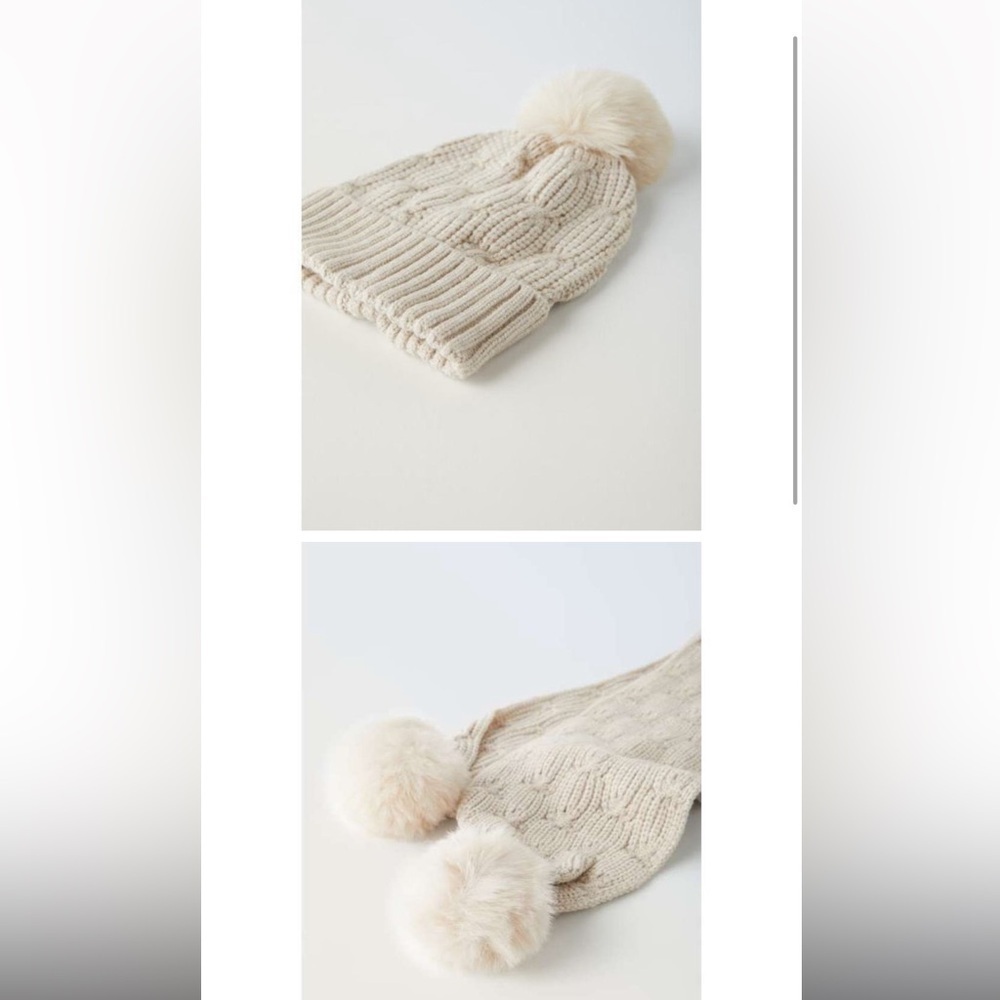 KNIT HAT/SCARF WITH POMPOM